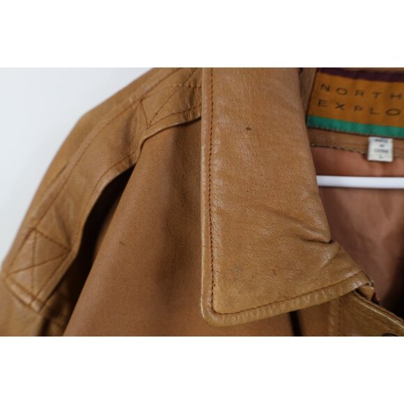 Vintage 90s Streetwear Womens L Distressed Full Zip Leather Flight Bomber Jacket - Picture 5 of 16